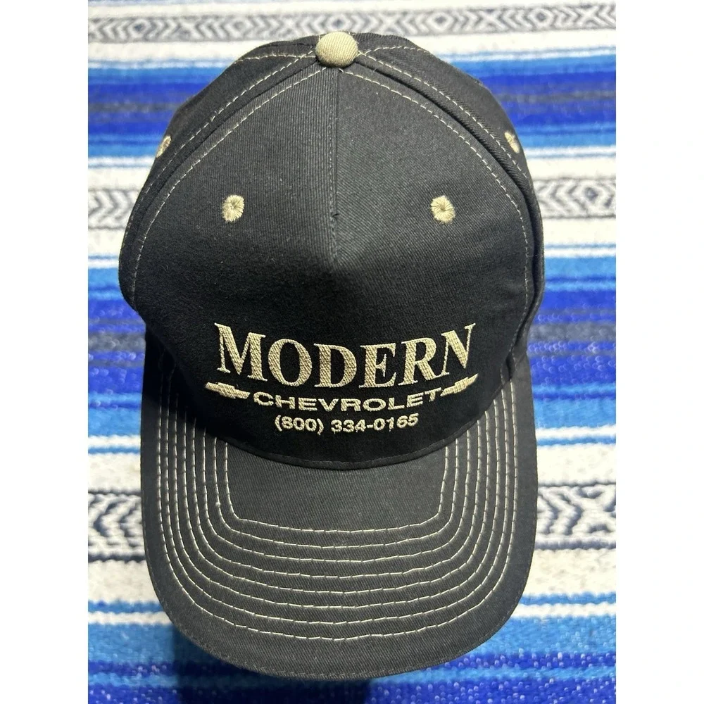 Vintage Chevrolet Hat Black Strapback Dealer Cars Cobras Cap Performance Vehicle
